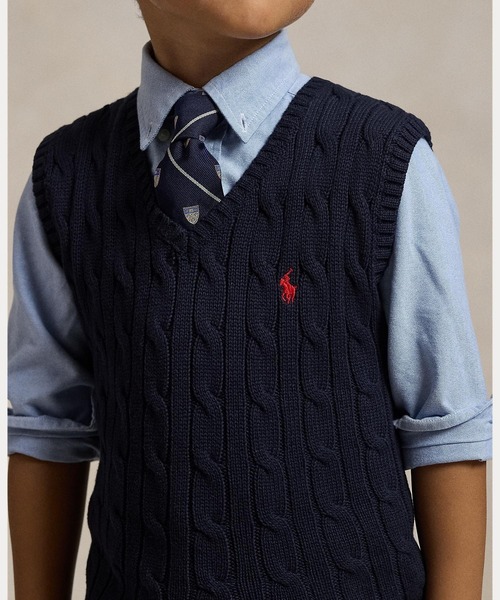 PoloRalphLauren ケーブルニットベスト XL（キッズ） Polo Ralph Lauren Childrenswear ベスト ケーブルニット コットン
