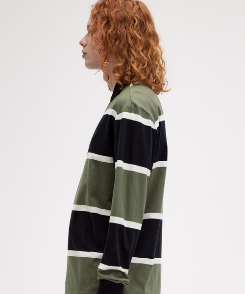 フレッドペリー 長袖ポロシャツ　ストライプ FRED PERRY ポロシャツ Striped Long Sleeve Polo Shirt