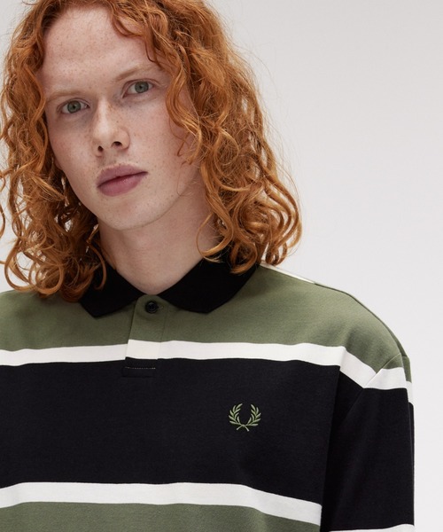 FRED PERRY ポロシャツ Striped Long Sleeve Polo Shirt