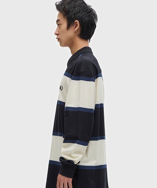 FRED PERRY ポロシャツ Striped Long Sleeve Polo Shirt