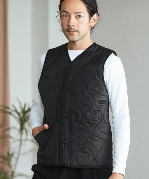 CAMBIO ベスト ジレ mcg3523-ウェーブキルティングVネックベスト