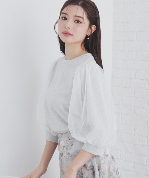 【確認中】J→М　新品　トップス　Ｆ index tシャツ チュールドッキングスリーブラメトップス「洗濯機