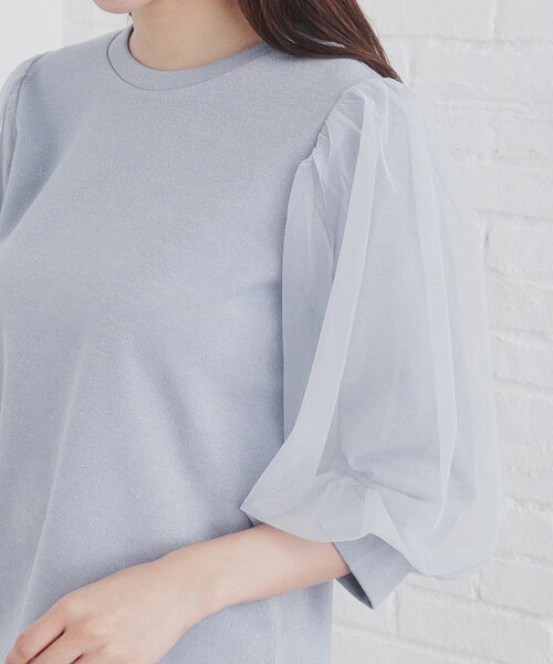 【確認中】J→М　新品　トップス　Ｆ index tシャツ チュールドッキングスリーブラメトップス「洗濯機