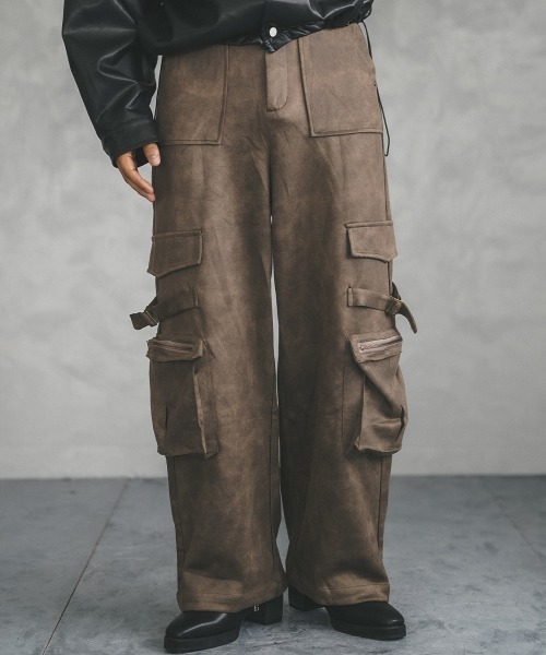 Shoowtime カーゴパンツ フェイクスエードリラックスフィットワイド