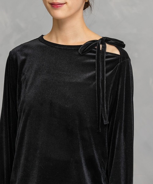 tシャツ シアーベロアスリットデザインカットソー レディース tシャツ シアーベロアスリットデザインカットソー レディース