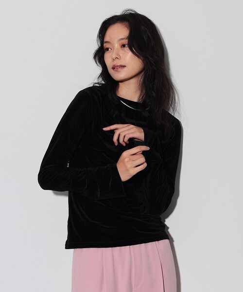 tシャツ カシュクールベロア レディース