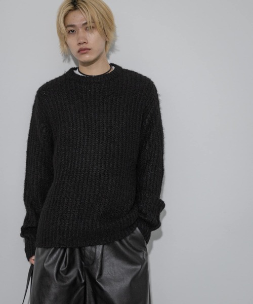   セーター セール】クルーネック ワッフル畦編み ニット セーター（ニット