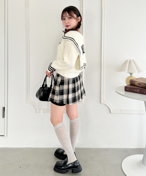 【KAREN MILLEN】ジオジャカード ツイル テーラード ベルト ミニ Loueme カーディガン ロゴジャガードセーラーカーディガン