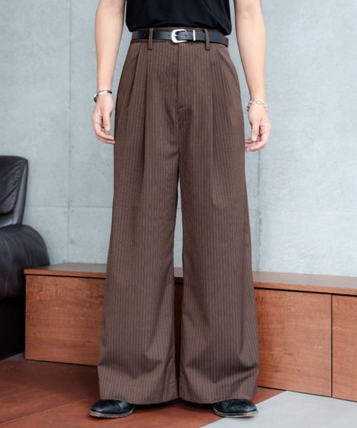 SINSS スラックス Two tuck wide straight stripe slacks / 2