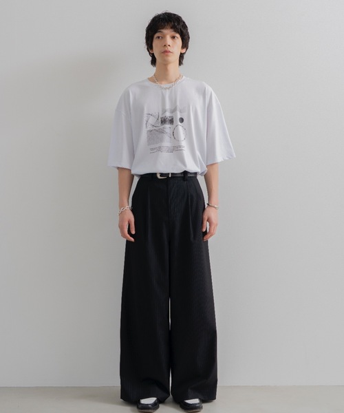 SINSS スラックス Two tuck wide straight stripe slacks / 2