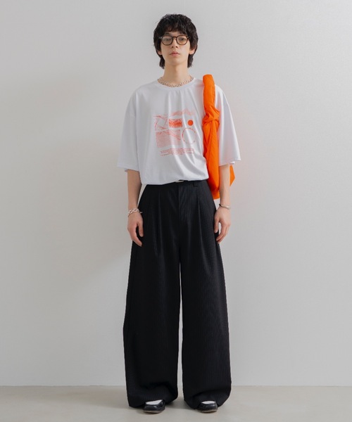 SINSS スラックス Two tuck wide straight stripe slacks / 2