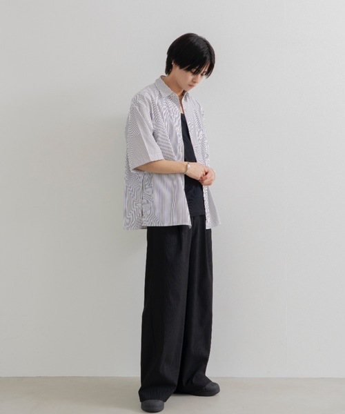 SINSS 2タックワイドパンツ　チャコール SINSS スラックス Two tuck wide straight slacks / 2タック