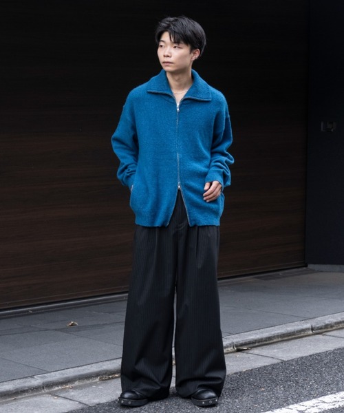 【SINSS】２タックワイドストレートストライプスラックス Two tuck wide straight stripe slacks / 2タックワイド