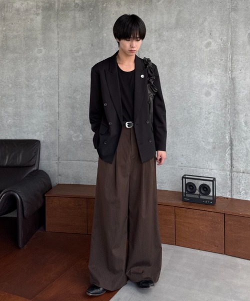 SINSS スラックス Two tuck wide straight stripe slacks / 2