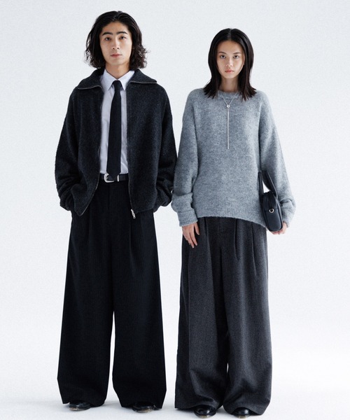 SINSSスラックス SINSS スラックス Center press two tuck wide straight slacks