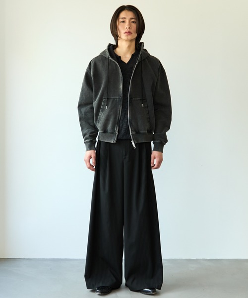 SINSS スラックス Two tuck wide straight stripe slacks / 2タック