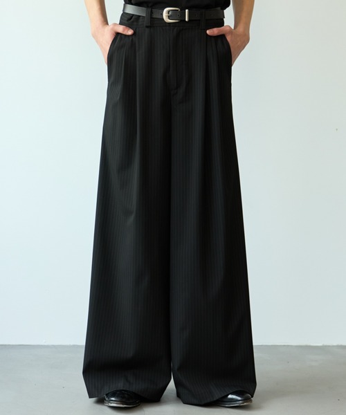 SINSS スラックス Two tuck wide straight stripe slacks / 2タック