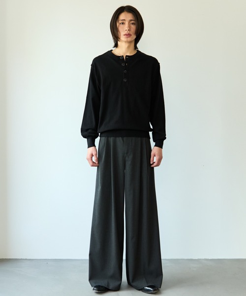 SINSS スラックス Two tuck wide straight stripe slacks / 2タック