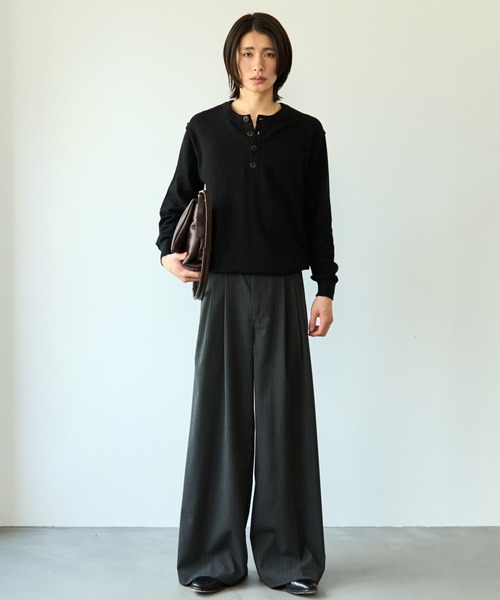 SINSS フリンジタックワイドストレートスラックス SINSS スラックス Fringe tuck wide straight slacks / フリンジタック