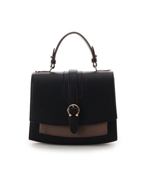 【美品】& chouette 2WAバッグ MUSE ショルダーベルト付　黒 & chouette ショルダーバッグ バッグ ベルトデザイン バイカラー