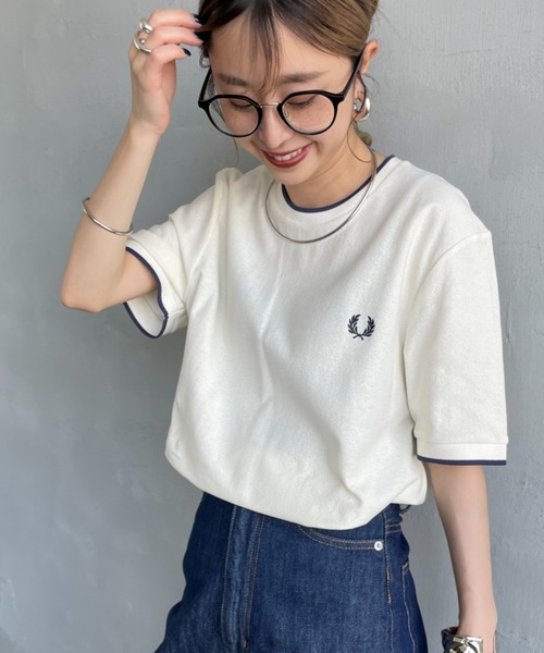 【美品】 FRED PERRY フレッドペリー クレープピケTシャツ セール】Crepe Pique T-Shirt／クレープピケTシャツ（Tシャツ