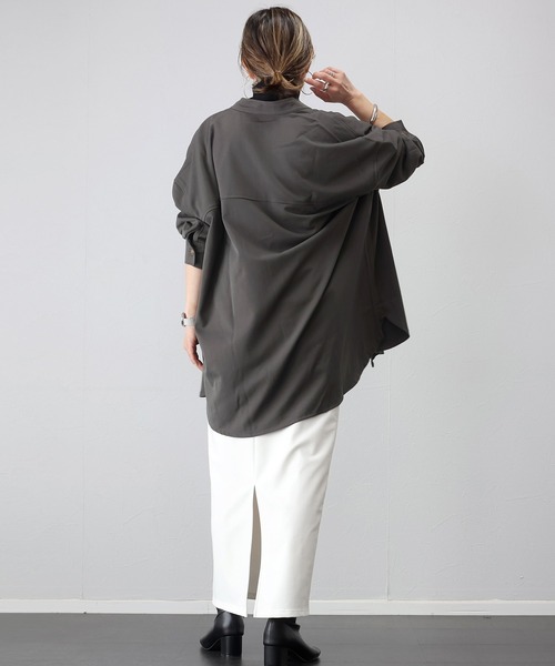 Aletta vita チュニック バンドカラーエステルスパンシャツチュニック