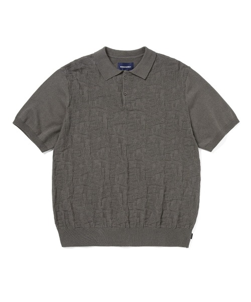 thisisneverthat ニットポロ Sサイズ Striped-S-S-Knit-Polo-GREY1.