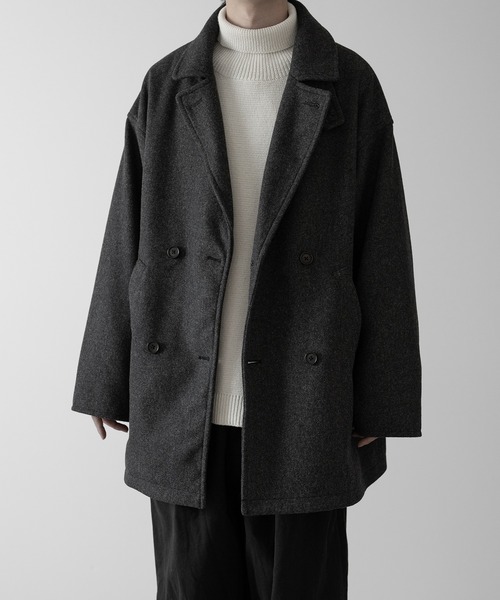 「RUUBON」 ピーコート S グレー メンズ_画像2