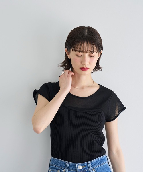 ニット セーター アクリル麻タッチビスチェセットトップス レディース STYLEBLOCK ニット セーター アクリル麻タッチビスチェセット
