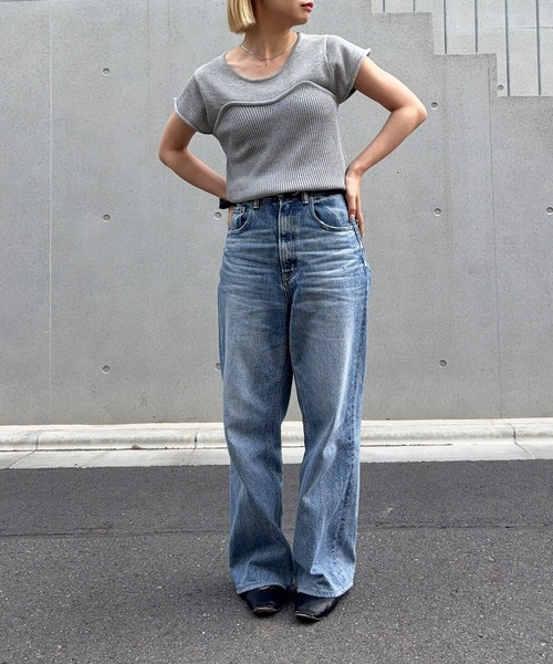 みー様 ドッキングニット グレー meilmada ニット セーター ビスチェドッキングニットトップス