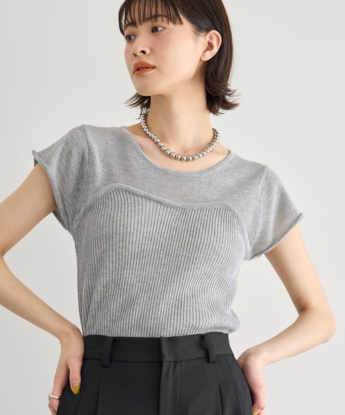 ニット セーター アクリル麻タッチビスチェセットトップス レディース STYLEBLOCK ニット セーター アクリル麻タッチビスチェセット