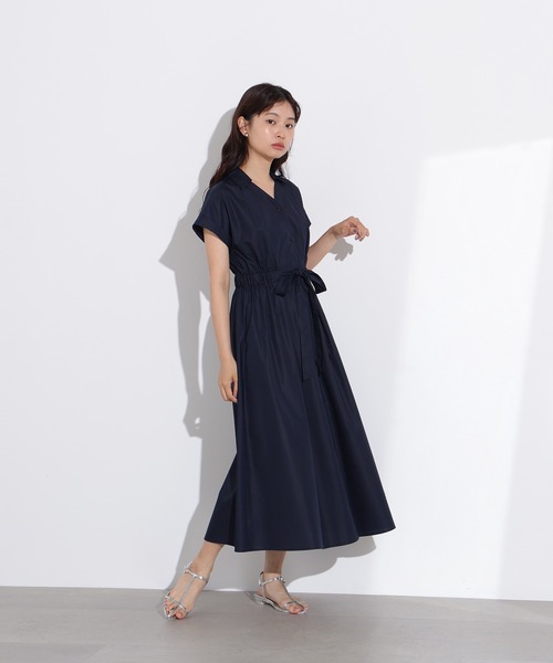 イエナ 22SS リネンレーヨンシャツワンピース 日本製 深緑 オーバーサイズ URBAN RESEARCH ワンピース オープンカラーシャツワンピース