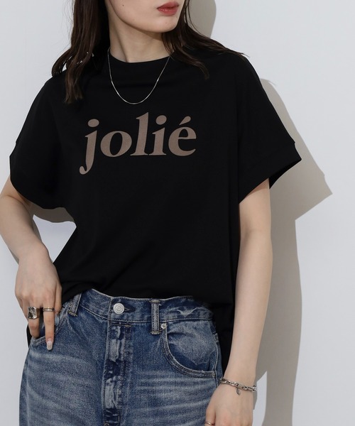 tシャツ EGLANTINE jolieロゴプリント半袖Tシャツ「日本製」 レディース