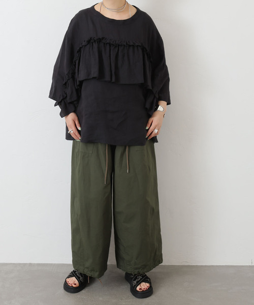 JOURNAL STANDARD - Journal standard luxe フレンチリネン フリルプルブラウス JOURNAL STANDARD LUXE ブラウス シャツ フレンチリネン