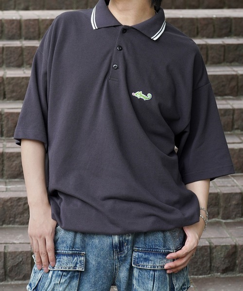 ケボズ　ワンポイント刺繍ロゴ　長袖ポロシャツ　人気Lサイズ. ポロシャツ 25SS「Labordi / ラボード」ビッグシルエット ワン