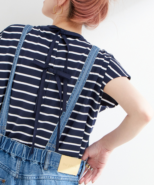 tシャツ 「追加」手洗い可 / 接触冷感 / クールタッチバックリボンプルオーバー レディース B.C STOCK tシャツ 「追加」手洗い可 / 接触冷感 クールタッチ