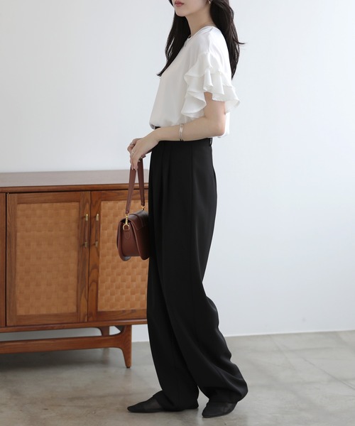 ▪️ゆうゆう▪️ワイルド フラワーズ 袖フリルブラウス／ハンドメイド tocco closet（トッコ クローゼット） ブラウス シャツ ラッフルフリル
