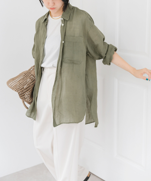 Spick＆Span ブラウス シャツ ガーメントダイシアーラミーシャツ