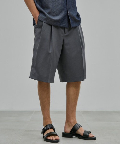 スラックス SUMMER WOOL 2タックイージーショーツ メンズ