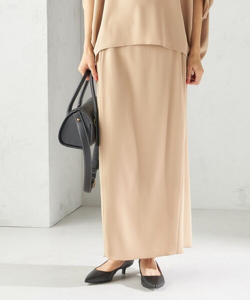 SHIPS（シップス） スカート 「手洗い可能」アセテート混 バックサテン