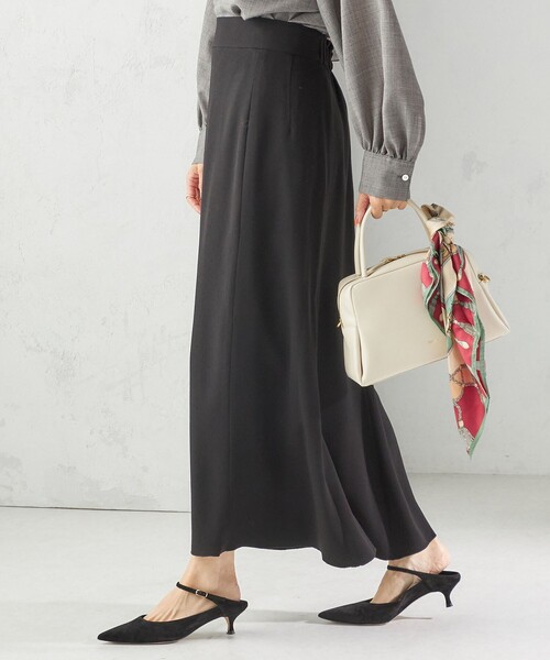 SHIPS（シップス） スカート 「手洗い可能」アセテート混 バックサテン