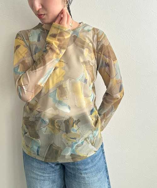 tシャツ ラフペイントシアートップス レディース