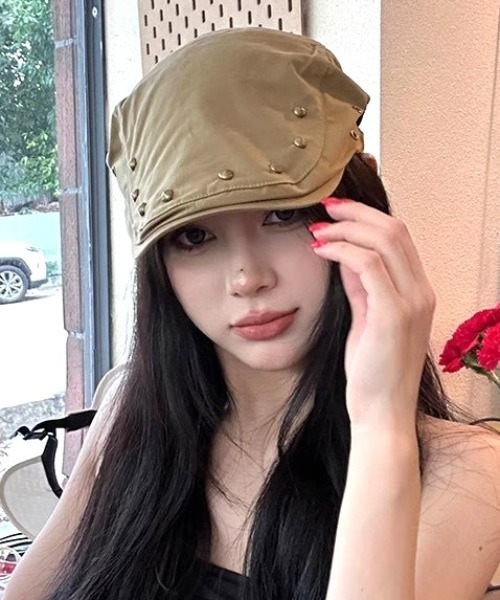 帽子 ベレー帽 スタッズハンチング帽 レディース : ZOZOTOWN