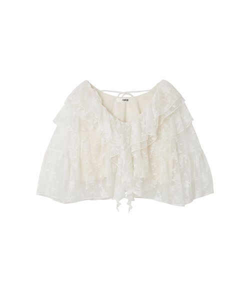 FURFUR ブラウス シャツ フラワーレースラッフルブラウス