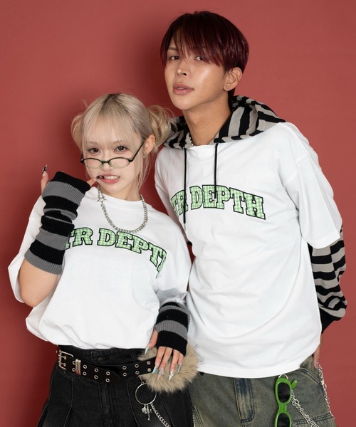 LTR DEPTH tシャツ LTR DEPTH/チェックカレッジグラフィックT メンズ