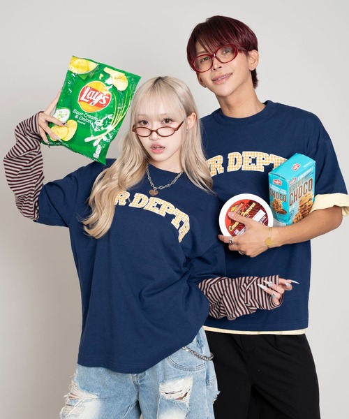 LTR DEPTH tシャツ LTR DEPTH/チェックカレッジグラフィックT メンズ
