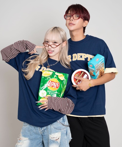 LTR DEPTH tシャツ LTR DEPTH/チェックカレッジグラフィックT メンズ