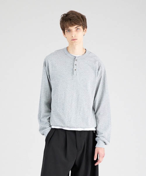 Regen Glanz tシャツ button design henryneck longsleeve T
