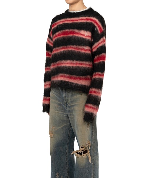 別注 MOHAIR BORDER CREWNECK SWEATER MOHAIR BORDER CREWNECK SWEATER #PURPLE [YK23FW0572S] – ciacura