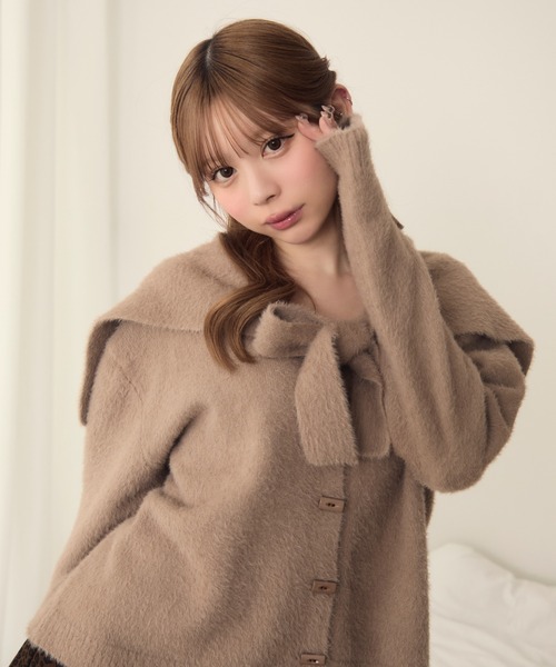 レディースカーディガン２色　新品 Jines カーディガン カラーネップ前後2wayニットカーディガン